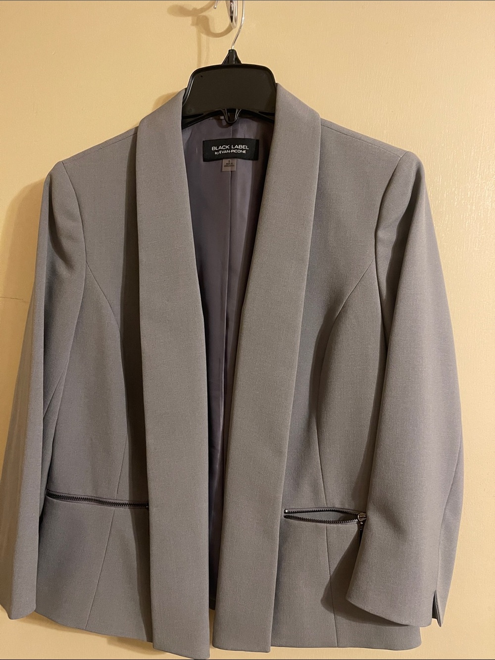 Black Label by Evan-Picone Light Gray Open-Front Blazer